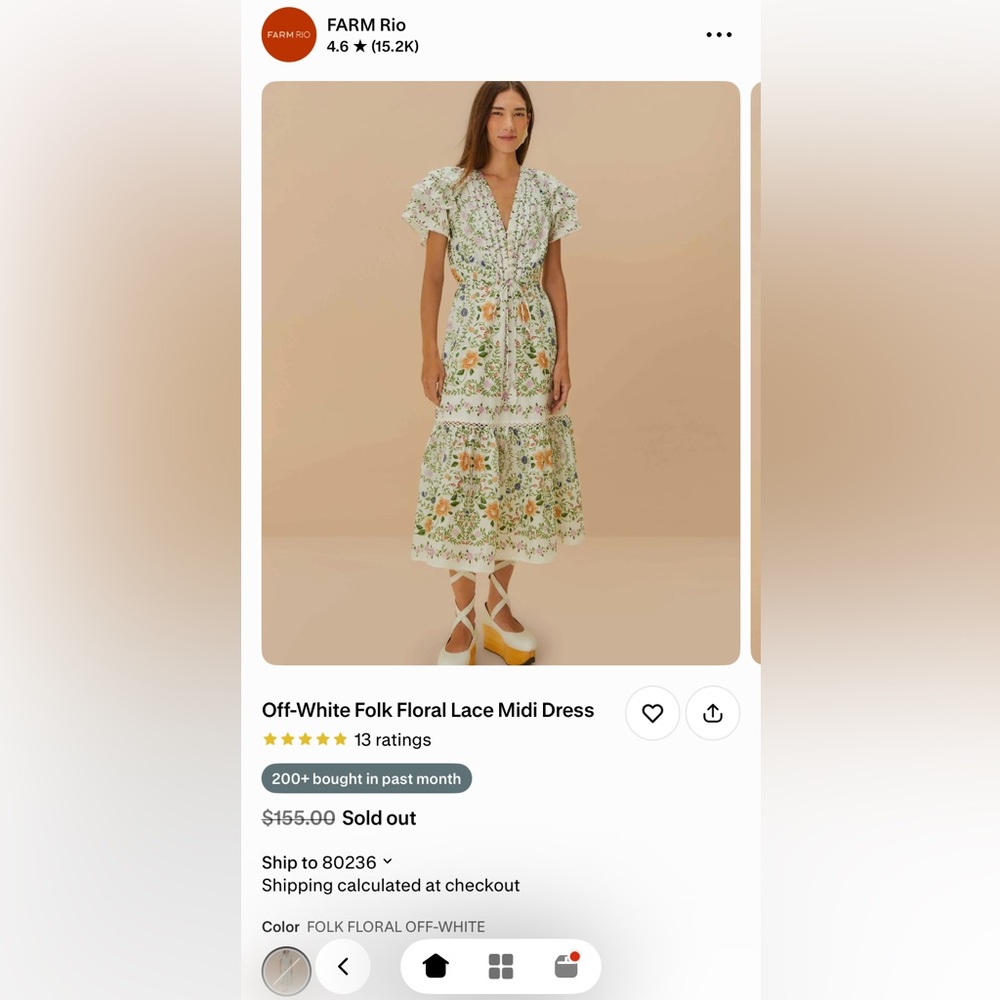 FARM RIO Floral Print Midi Dress